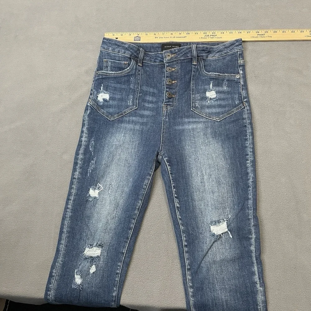 Risen Distressed Women's Jeans Size‎ 13/31 Rdp1412 Button Fly 32x31